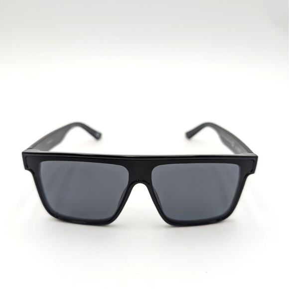 Aire Ara Unisex Square Sunglasses Shiny Black Frame W/ Smoke Mono Lens One Size - Picture 3 of 7